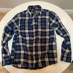 Orvis Flannel Blue Plaid Shacket - Button Down Long Sleeve - Medium